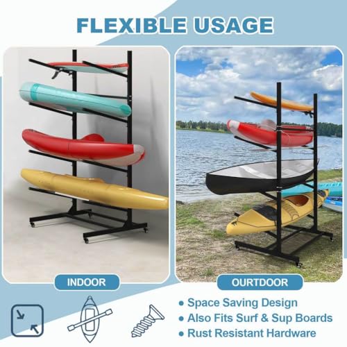 Support de rangement pour kayaks durable réglable pour plusieurs embarcations