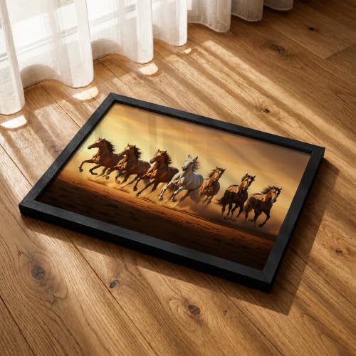 Image of Suneree 7 Horse Vastu Wall Painting (Landscape Collection) (Natural, Design 17, 33L x 25W cm)