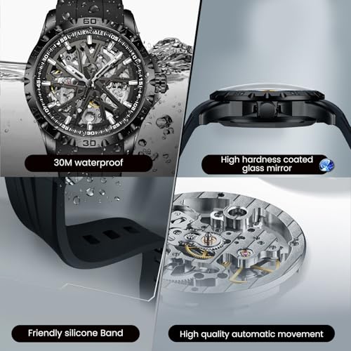 Image of WeCool Fairwhale Automatic Mechanical Watch for Men Luxury Skeleton Analog Men's Watch 50M Waterproof Luminous Unique Cool Wrist Watchs | Best Gift for Males