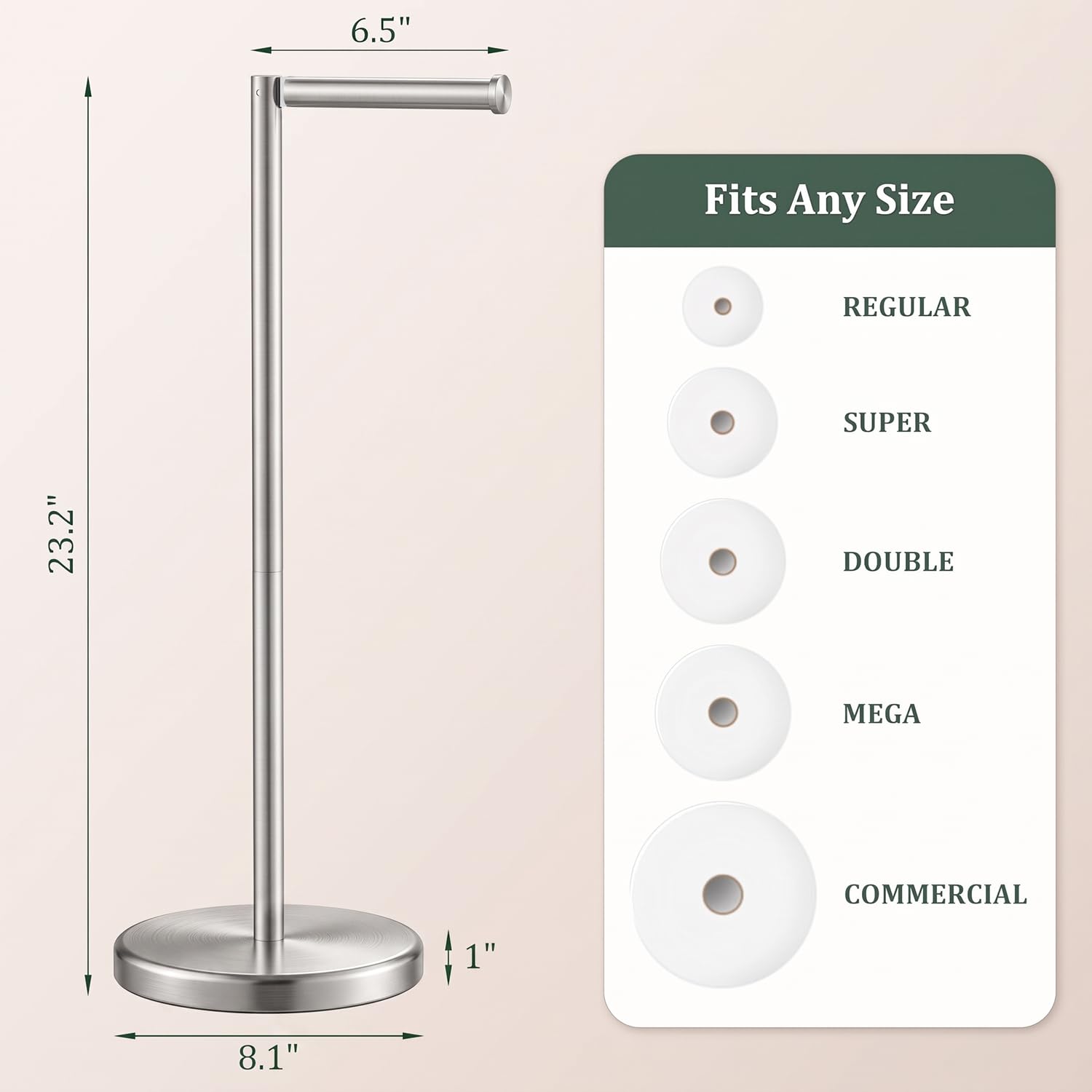 Brushed Nickel Toilet Paper Holder Stand Free Standing Tissue Roll Holder — Amazon image 4