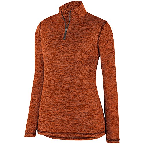 Augusta Sportswear Womens Intensify Black Heather 1/4 Zip Pullover L Orange