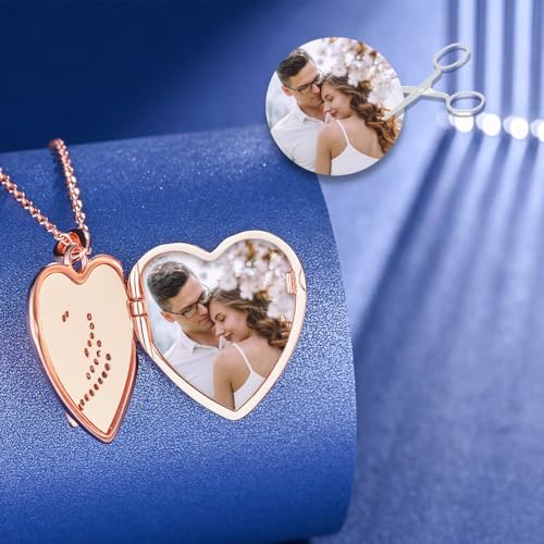 MICSAVI Medaillon Einhorn kette silber 925 für damen mädchen kinder, Foto medaillon zum öffnen für bilder personalisierte, Herz anhänger mit zirkonia, Silberkette 50cm