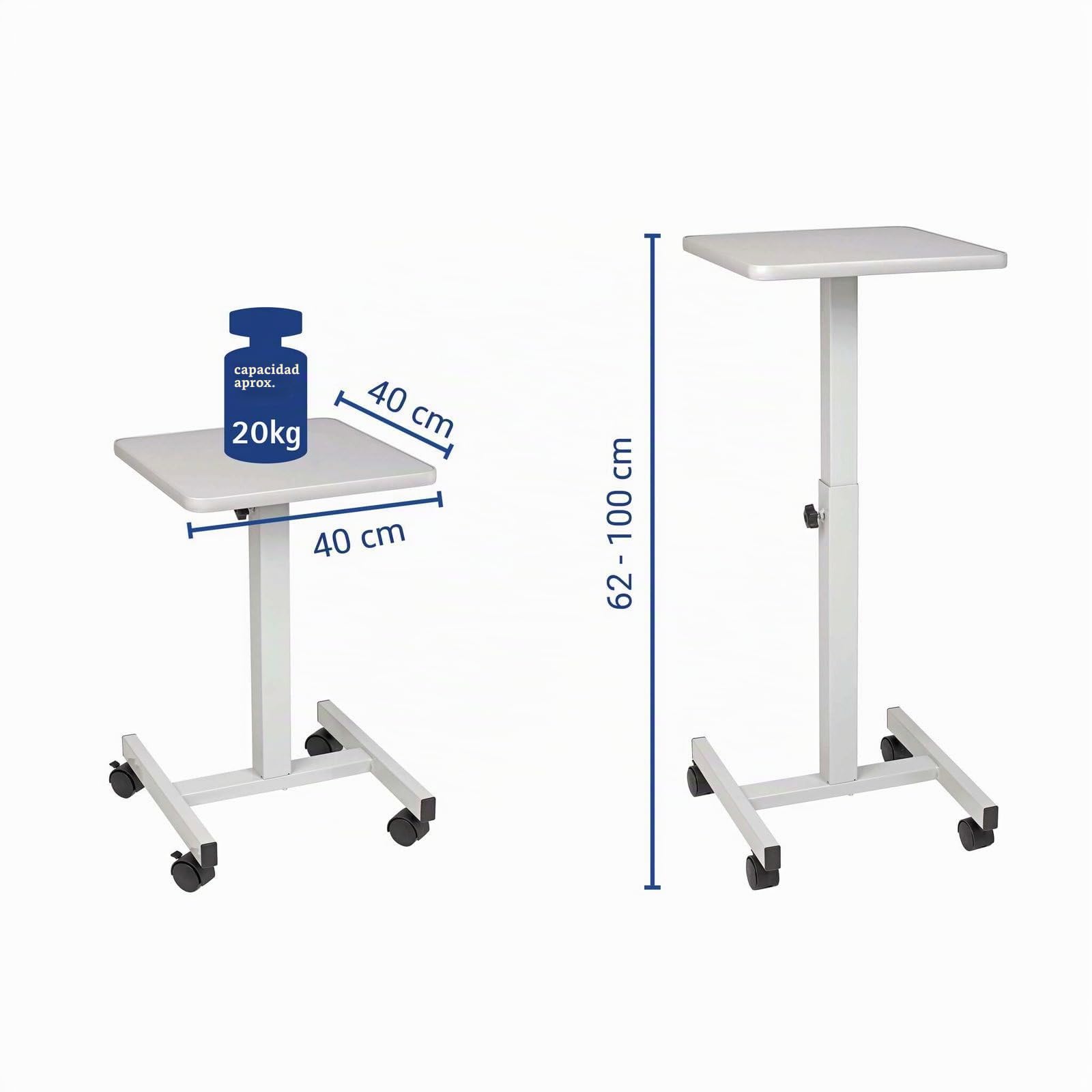 MAUL Mesa alta oficina Gris regulable con ruedas y frenos