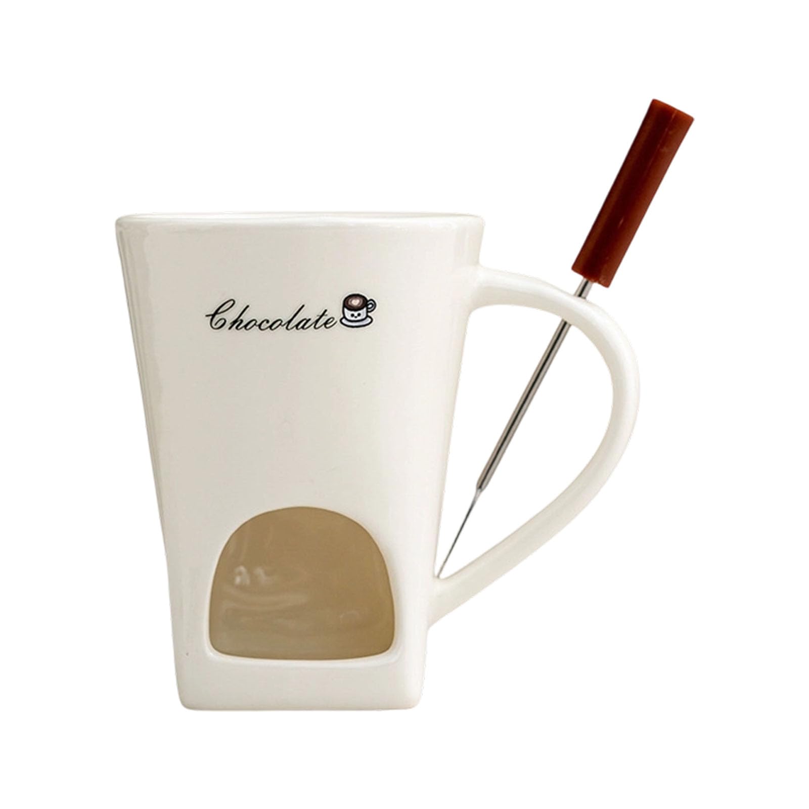 Piceioep Ceramic Chocolate Fondue Cup for Cheese Melting Heating Coffee Mug with Handle Practical Home Decoration Home Fondue Cup