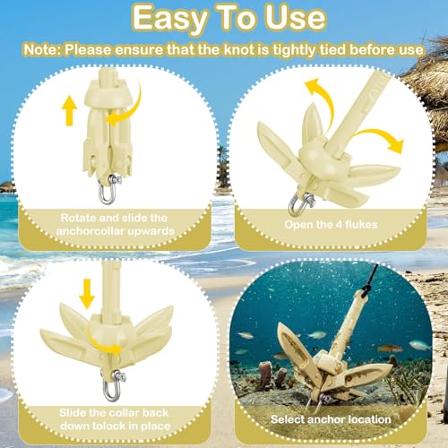 Image of MorningRo 1 Pack 1.5 /3.5 lb Marine Kayak Anchor Kit with 40ft Rope and Buoy Folding Grapnel Boat Anchor Kit Kayak Fishing Accessories for Small Boats, Canoe, SUP Paddle Boards