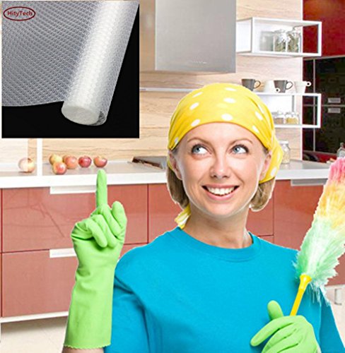 Hitytech Shelf Liner, Eva Shelf Liners Can Be Cut Refrigerator Mats Fridge Cushion Liner Non-Adhesive Cupboard Liners Non-Slip Cabinet Drawer Table Liners - 59 X 17 3/4 In - Transparent #TOP5