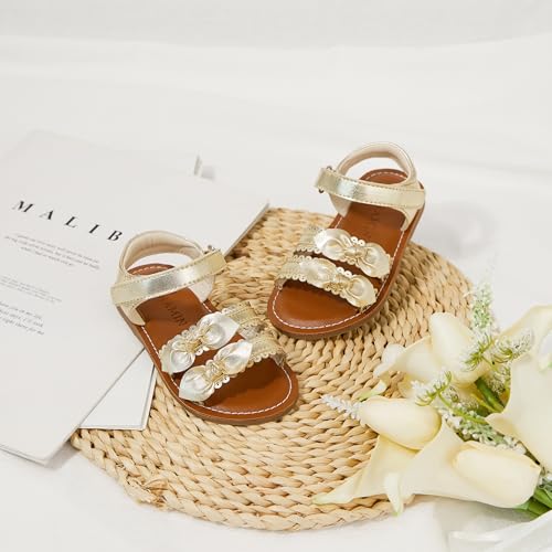 Image of PHIRAMIN Toddler Flower Girl Sandals - Girl Dress Shoes Toddler Little Kid Wedding Party