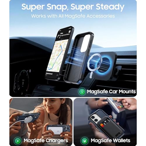 Image of KARWAN Shockproof Back Case Cover Compatible with Samsung S24, Heavy Duty Case with Camera Protection,Dual Layer Rugged Protection with MagEaze Mag-Safe Wireless Charging (Blue)