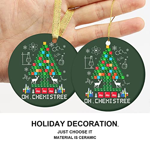Biology Chemistry Physics Christmas Ornament - Funny Science Ornament - Gift Ceramic Holiday Decoration Present Porcelain 2.75'' Flat with Both Sides - Image 6