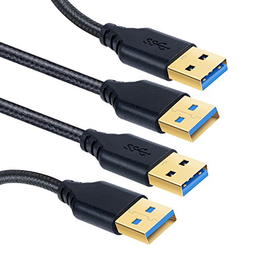 🛒 Flash Sale OKRAY Male to Male USB 3.0 Cable, 2 Pack 3 Ft/1M USB to USB A to A Cable Cord Nylon Braided with Gold Plated Connector Compatible for Hard Disk Drive Box, DVD Player, Laptop Cooler and More(Black)