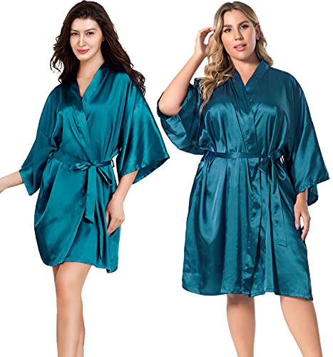 Image of EPLAZA Women Silky Satin Robe Wedding Bridal Party Bride Bridesmaid Robes Kimono Loungewear Dressing Gowns