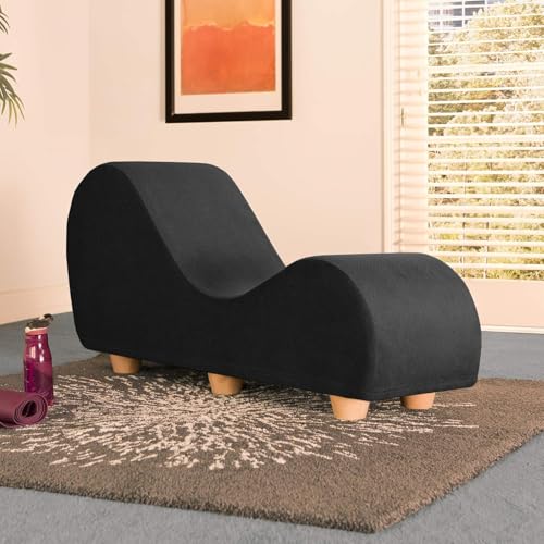 Image of Faux Leather Yoga Stretch Chair Couch - Play, Relax & More | Love Seat for Couples, Fun, & Flexibility! (Black)