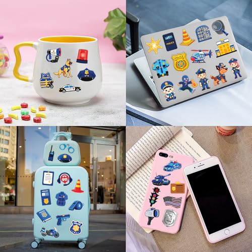 Image of 96 PCS Police Pre-Cut Temporary Tattoos for Kids Birthday Party Favors | Police Car Officer Policeman Theme Party Supplies, Decorations, Fake Tattoo Stickers, School Rewards & Gifts Boys & Girls