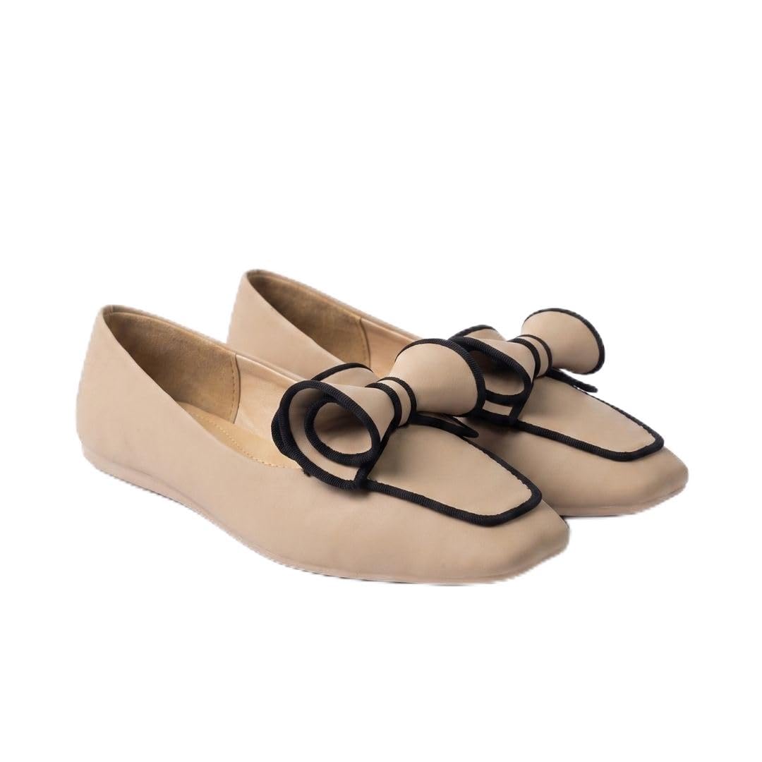 Women's Bow Detail Loafer Ballerina Flats | Slip-On Casual Office Shoes | Comfortable Square Toe Everyday Flat Footwear-image-48