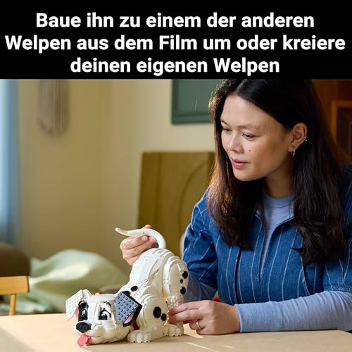 LEGO ǀ Disney Welpe aus 101 Dalmatiner - Individuell gestalltbares Bauset für Erwachsene - Verwandelbar in 6 süße Hunde mit drehbarem Kopf und Schwanz - DIY Deko - Geschenkidee für Fans - 43269