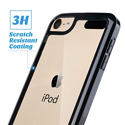 Ulak Ipod Touch 7 Case,Ipod Touch 6 & 5 Case, Clear Slim Hybrid Bumper Tpu/Scratch Resistant Hard Pc Back/Corner Shock Absorption Case For Apple Ipod Touch 5Th 6Th 7Th Generation, Black #TOP6