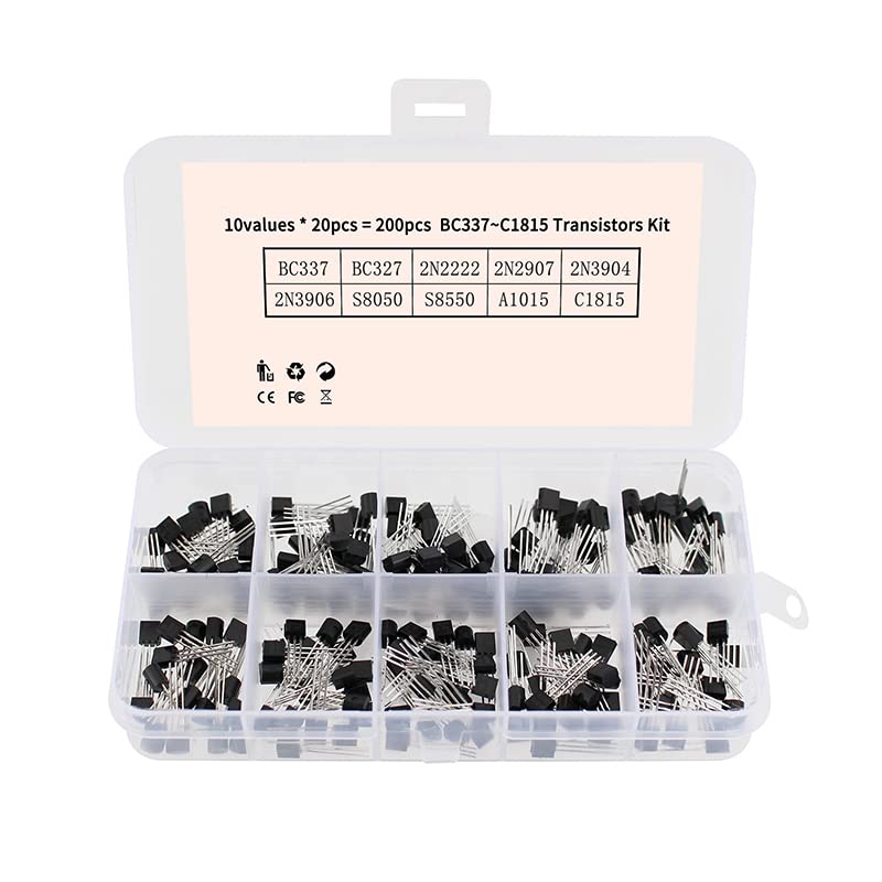 Transistor Triodo Transistor 10 Valori * 20 PCS = 200 PCS BC337 BC327 2N2222 2N2907 2N3904 2N3906 S8050 S8550 A1015 C1815 Kit Transistor TO-92