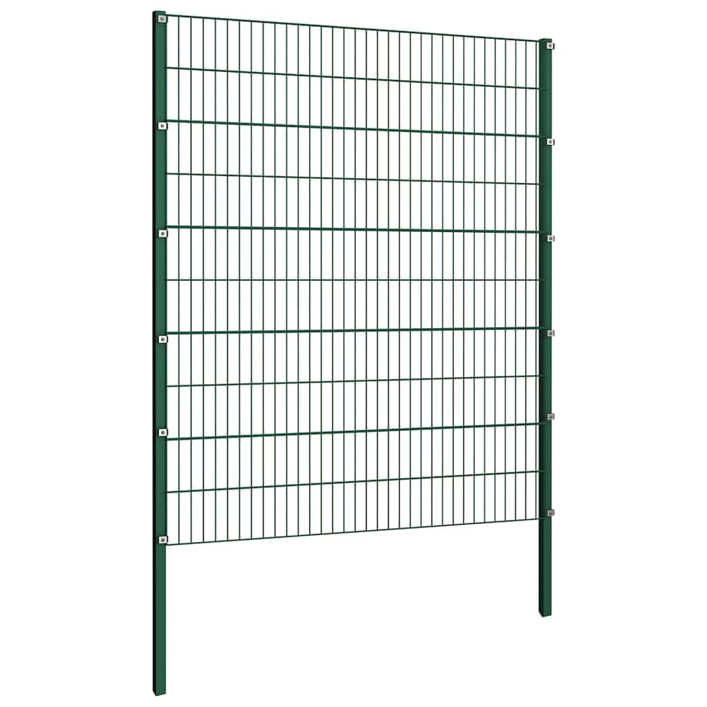 Set Recinzione da Giardino in Ferro Verde 3,4x2 m con 3 Pali