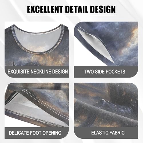 ALAZA Dark Horse Cloud Pajamas Set Short Sleeve Cotton Sleepwear Summer Pjs 2 Piece 5-14Y4