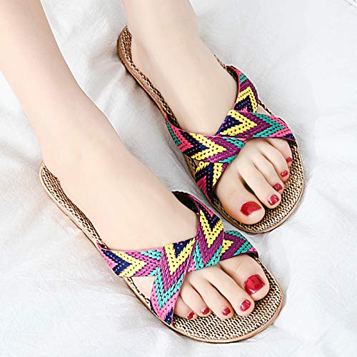 JiPai Women's FlipFlops & House Slippers Fabric Bow Flats (Pink, 3940