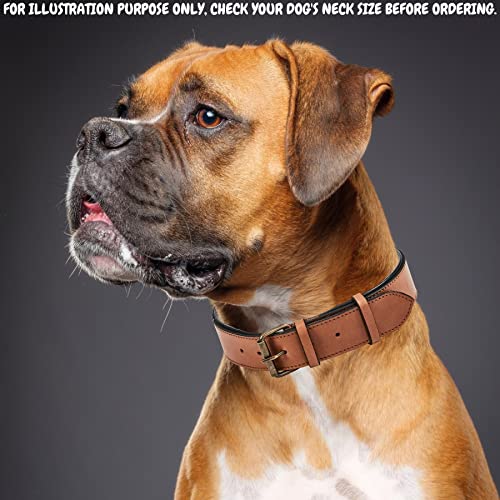 Real Leather Dog Collar Padded Soft Interiors with Premium Vintage Look Handcrafted Heavy Duty with Tag Ring for Small Medium and Large Pets (X-Large (1.75" Wide for 20" - 24" Neck), Cognac) by Wise Owl Accessories - Image 6