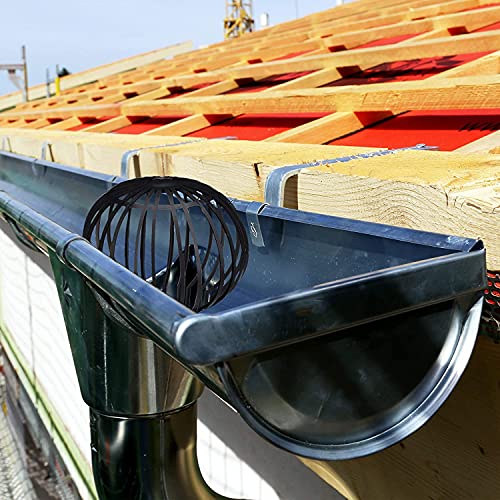 Hsthe Sea schwarz Fallrohrschutz, 4er Set, Kunststoff Korb, Laub Rinnensieb, Regenrohrschutz, Dachrinnenschutz, Ø 13 cm, PP