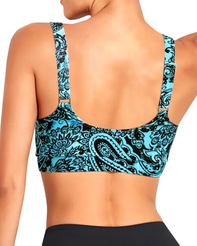 Image of Tempt Me Women Sports Bra Swim Crop Tops Only | Scoop neck, Bathing suits top, Removable cups, Adjustable straps