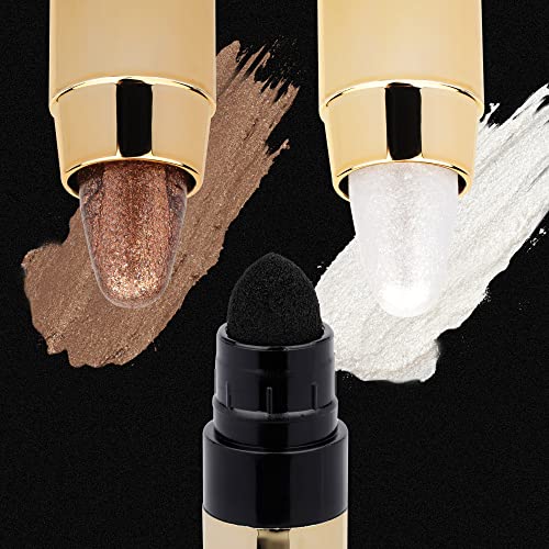 Fanxiton Shimmer Cream Glitter Eyeshadow Stick Eyeshadow Pencil Crayon Pro Waterproof & Long Lasting Eyeshadow With Brush Sets （White） #TOP6