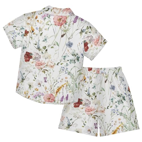 Image of CaTaKu Boys Hawaiian Button-Down Shirts and Short Sets, Boys Summer Outfits 2 Piece Clothes Set Size 3-10T
