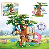Treehouse Girls Forest Building Set 731PCS Compatible with Lego Friends, Fun Tree House Building blocks Kit Toys with Cat, Slide and Sky Hammock, Christmas Birthday Gifts for Kids Girls 6-12 Years Old