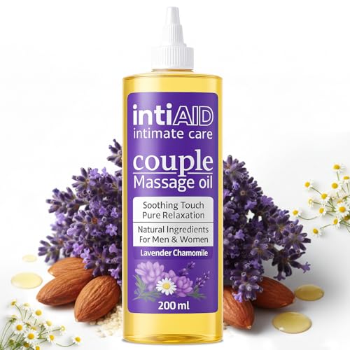 Image of Couple Massage oil with Sensual Bliss of Lavender & Chamomile. Ideal for Couples Date Nights, Mutual Pleasure & Soothing Massage Experience. Non-Sticky Texture - 200ml. (Pack of 2) (Intiaid Couple Pack of 2)