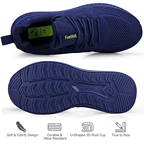 Image of Feethit Mens Non Slip Walking Sneakers Athletic Gym Tennis Running Shoes | Slip on Shoes,Lightweight,Breathable,Comfortable Workout Sneakers,For Daily Activities