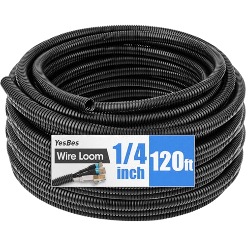 Safety Recall 19S49 - Fuel Line Hard Contact - 2020 Ford Explorer & Lincoln Aviator 7 120 FT Wire Loom 1/4 Inch, Split Wire Loom Tubing Conduit, Wire Protector Tubing, Black
