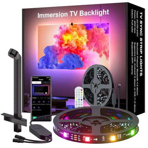Enteenly Striscia LED TV 4.4M, Retroilluminazione LED TV USB 4 Modalità Musicali, 8 Colori che Cambiano, Striscia LED RGB per TV da 65-75 pollici con Telecomando