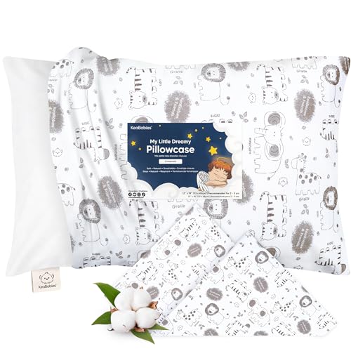 Image of KeaBabies Toddler Pillowcase 13x18 Organic Cotton Cover (KeaSafari) | Standard Toddler Pillowcase for Kids, Boys Girls, Soft, Durable Cotton Cover for Miniature Sleepy Pillow Cute Color No Pillow