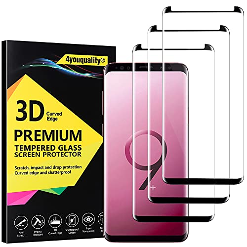 4youquality 3-Pack Samsung Galaxy S9 Plus /S9+ Screen Protector Tempered Glass Film LifetimeSupport Full Coverage Scratch-Resistant
