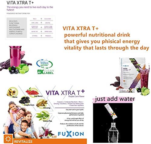 Fast Acting Energizing Tea By Fuxion Vita Xtra T-Mix All Natural Herbs&Fruits For Natural Energy (Purple Corn, 28 Sachets) #TOP1