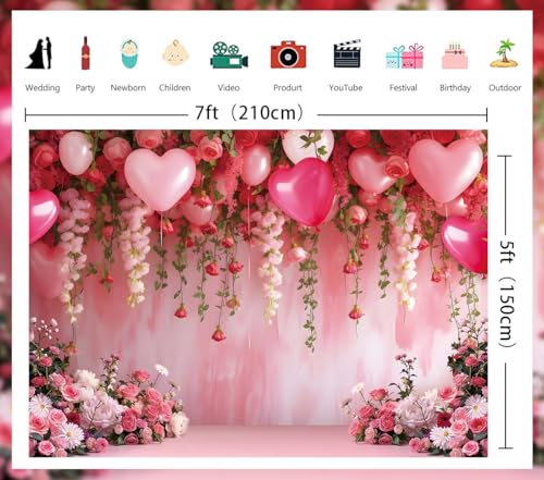 Fondo fotográfico flores rosa 7x5 pies miniatura 7