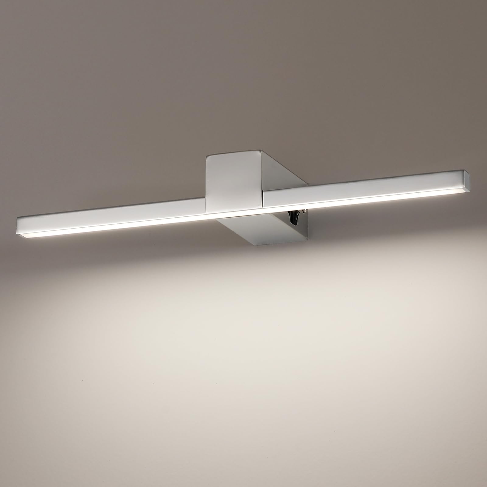 ECOBRT Badezimmer-Spiegelleuchte 40 cm, Wandlampe mit IP20 Schutz, 12 Watt 960 Lumen, Aluminiumausführung, neutrales Licht 4000K, Chrom