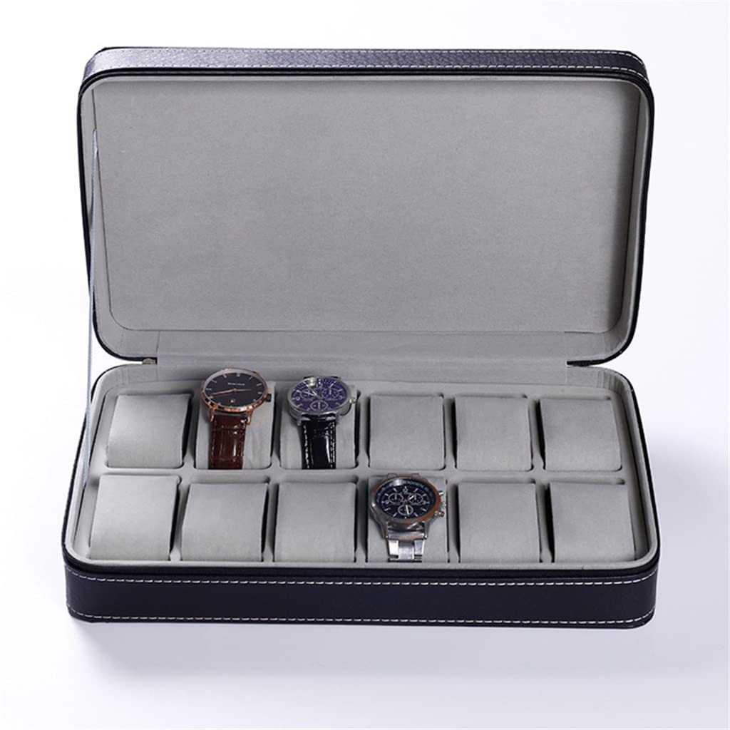 Caja organizadora de Reloj portátil, Caja de Reloj de Cuero PU, Caja de Reloj con Cremallera, Estuche de exposición de Pulsera Multifuncional