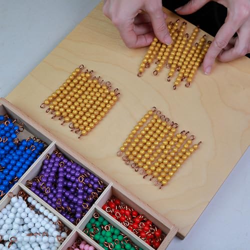 Image of Hidoggy Montessori Toys for 3+ Year Old Wooden Math Games Counting Beads Checker Board Beads and Numbers Teaching Counting Toys Preschool Mathematics Material for Kid Toy