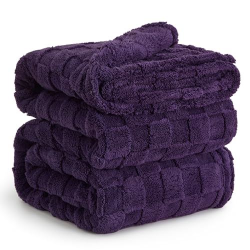 Bedsure GentleSoft Blankets Queen Size for Bed - Super Soft Cozy Blanket for Women Men Girls, Large Fuzzy Fleece Throw for Bedroom Decor, Purple, 90x90 Inches