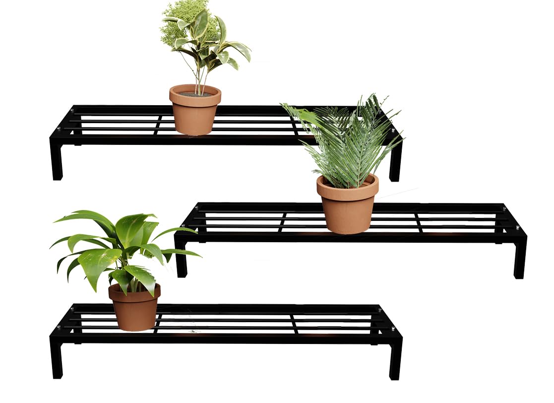 MILAD Metal Plant Stand, Planter for Indoors and Outdoors, Pot Stand (69 L x 25 W x 13 H CMs, Black Color, 3 PCS) (B0CNW43VHS) Amazon Price History, Amazon Price Tracker