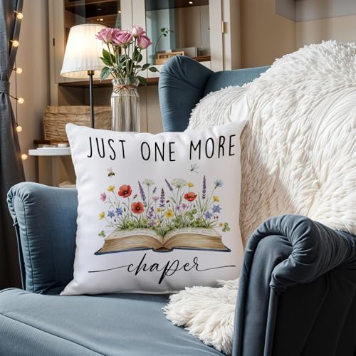 Image of Retirement Gifts for Women Pillow Covers, Retired Gifts for Coworkers, A New Chapter Begins Floral Books Retirement Pillow Covers 18x18,Librarian Gifts