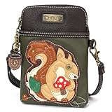 CHALA Crossbody Cell Phone Purse | Women's Multi-Color Wristlet Handbags with Adjustable Strap (Olive_ Squirrel)