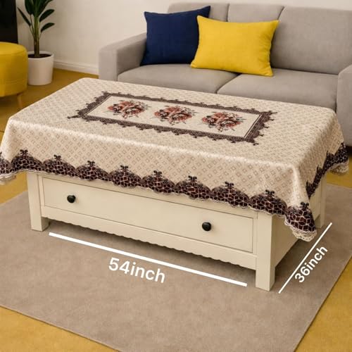Image of Homerz Premium Centre Table Heritage Series Velvety Table Cover, Vibrant Royal Designs with Border Cutwork (Persian, 36x54 inch - Center Table)