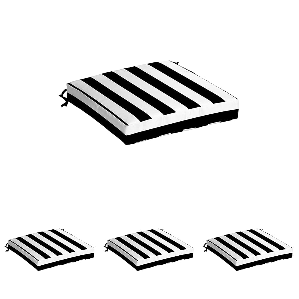( incomplete cushion only Arden Selections Outdoor Wicker Chair Cushion, 20 x 18, Rain-Proof, Fade Resistant 21 x 21, Black Cabana Stripe (Pack of 4)