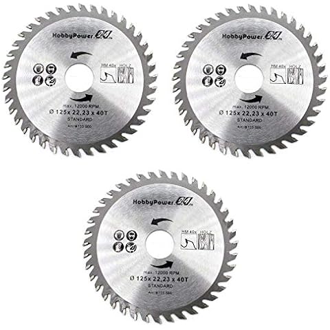 HM Saw Blades for Angle Grinder Flex Diameter 125 mm x 22.23 mm 40T Teeth for Wood Plastic Cutting Disc Saw Blade Cover