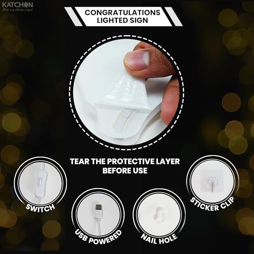 Image of Graduation Decorations 2026 | Congratulations Neon Light Sign | Congratulations Light Up Sign | Graduation Decorative Lights | Backdrop for Grad Decorations Class of 2026, KatchOn
