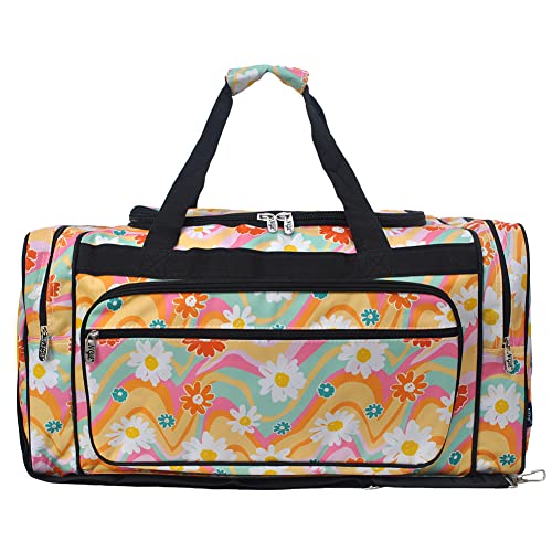 NGIL Canvas 23" inch Duffle Bag (Groovy Flower-Black)2
